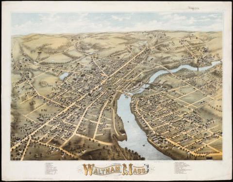 Waltham, MA Panorama of 1877