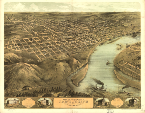 Birdseye view of St. Joseph, MO 1868