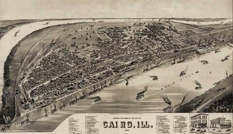 Cairo, IL Perspective Map 1885