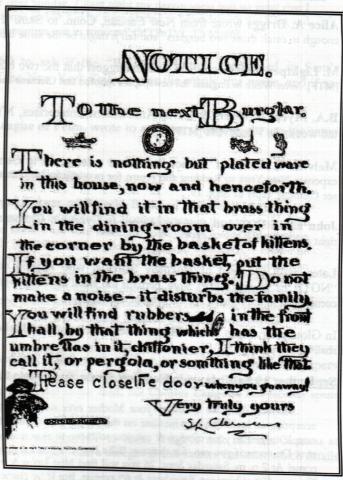 Notice to the Next Burglar